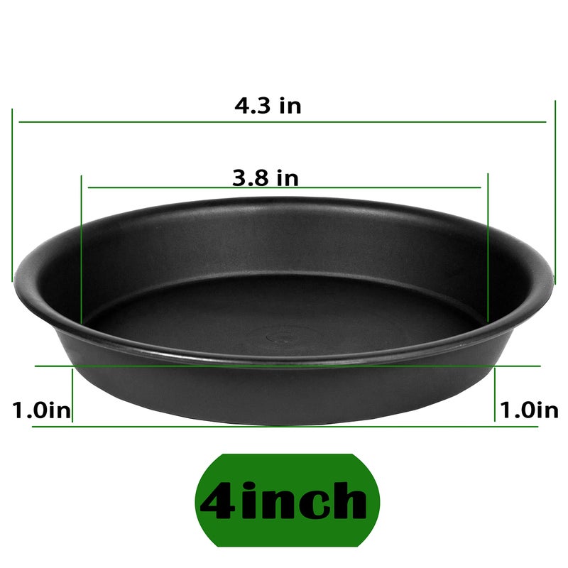 Bleuhome 6 Pack Plastic Plant Saucer Water Drip Tray, 4 5 6 7 8 9 10 11 12 13 15 17 19 inch, Heavy Sturdy Plant Drainage Tray for Indoors Outdoor, Flower Saucers for Pots Base (4", Black) - Image 2
