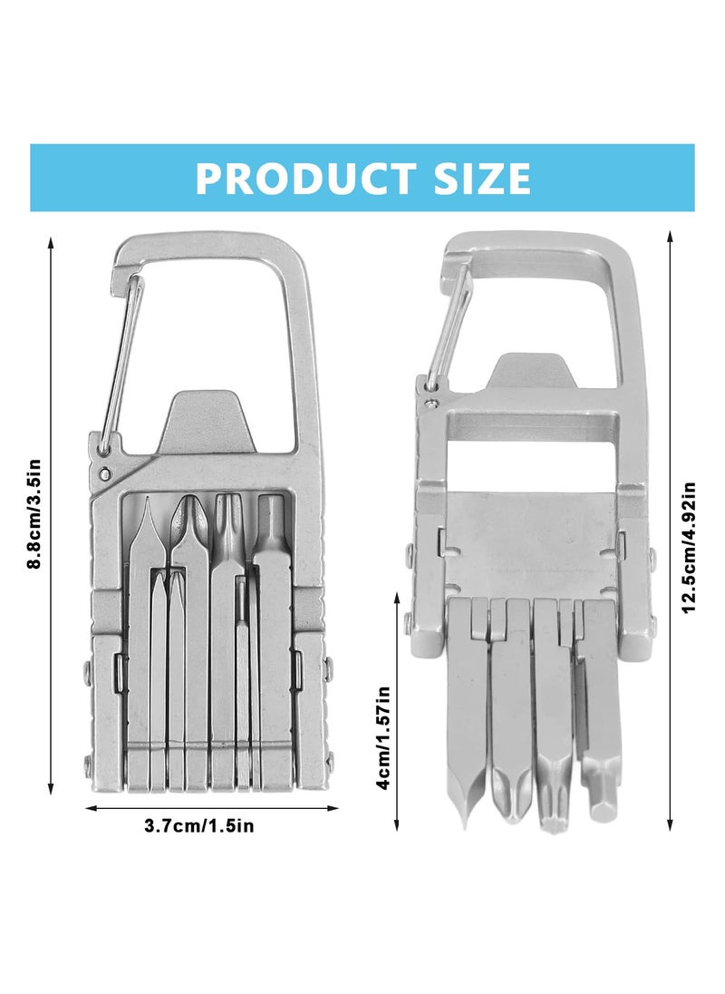 HASTHIP HASTHIP Keychain Multi Tool 12 in 1 Folding Multipurpose Tool with 6 Mini Screwdriver Bits Cutter SIM Card Ejector Tool Bottle Opener Keychain Phone Holder Pocket Mini Multitool  - Image 2