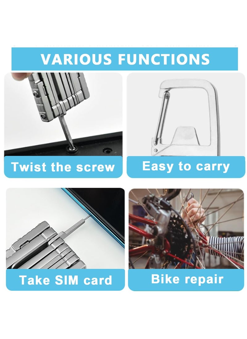 HASTHIP HASTHIP Keychain Multi Tool 12 in 1 Folding Multipurpose Tool with 6 Mini Screwdriver Bits Cutter SIM Card Ejector Tool Bottle Opener Keychain Phone Holder Pocket Mini Multitool  - Image 4