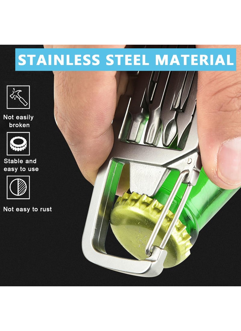 HASTHIP HASTHIP Keychain Multi Tool 12 in 1 Folding Multipurpose Tool with 6 Mini Screwdriver Bits Cutter SIM Card Ejector Tool Bottle Opener Keychain Phone Holder Pocket Mini Multitool  - Image 5