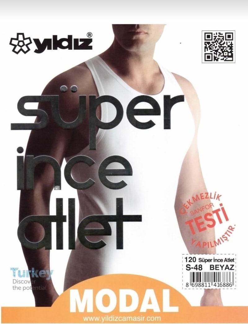 Yıldız Yildiz 120 Men's Modal Super Thin Strap Undershirt 12 Pieces - Image 2