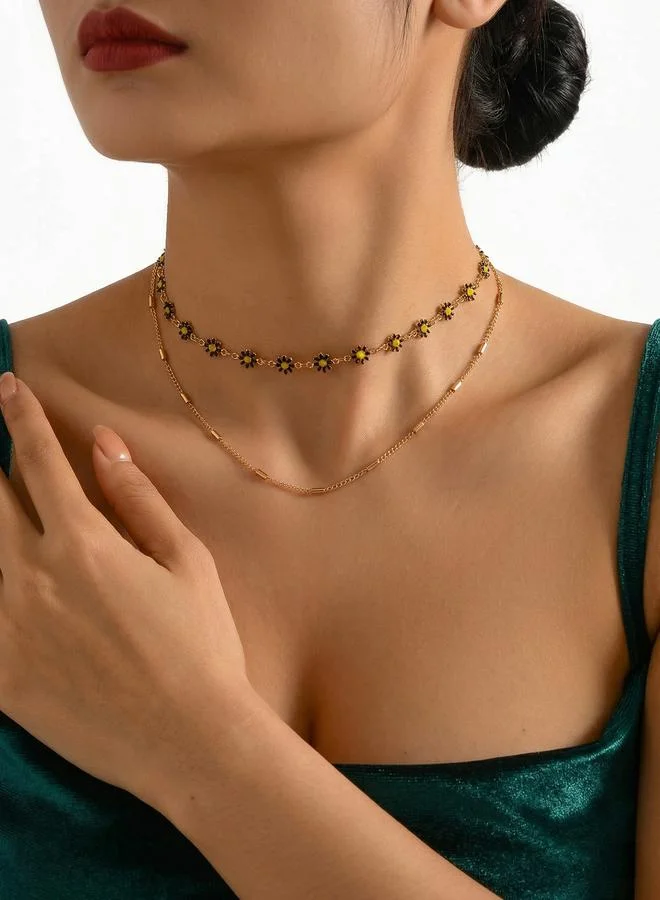 Daisy Chain Layered Necklace