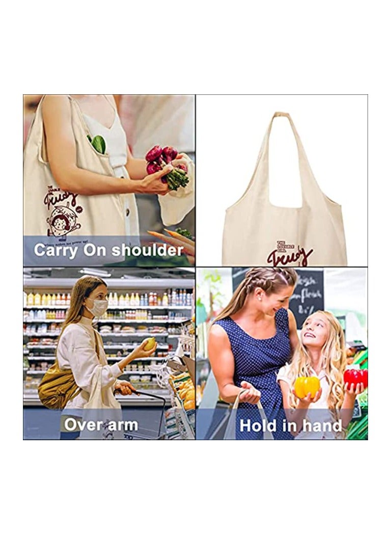SYOSI Canvas Tote Bags, with Inner Pocket Reusable Grocery Bags Bulk Reusable Shopping Bags Large Capacity Machine Washable - Image 3