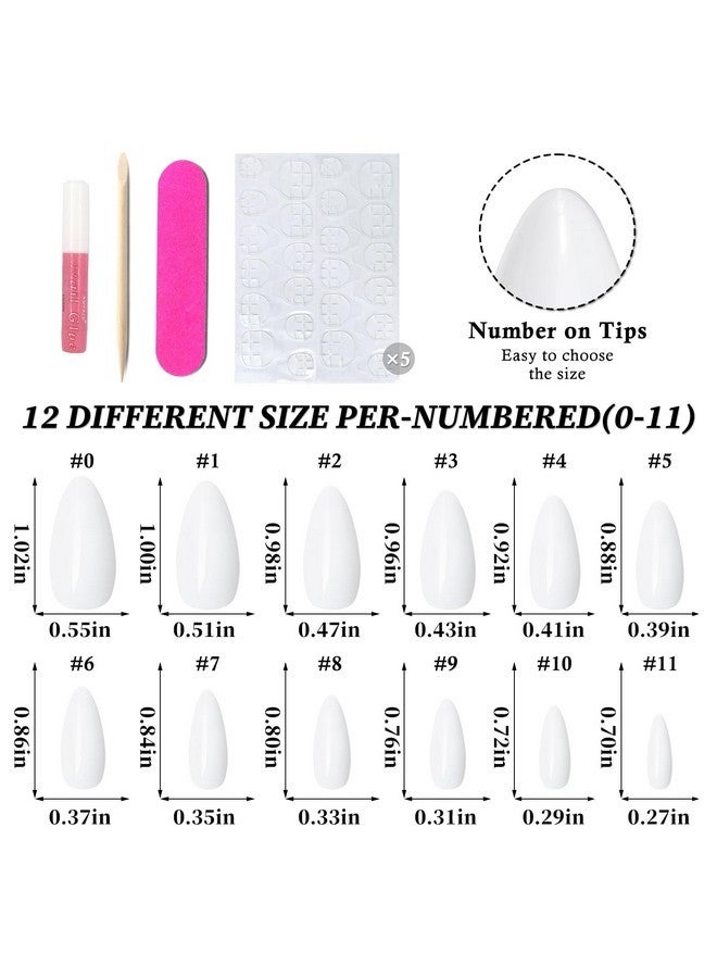 لايفيكس تول 240 قطعة من أظافر اللوز البيضاء الصناعية متوسطة الحجم، أظافر صناعية صناعية، أظافر صناعية، أظافر صناعية، أظافر لاصقة، أطراف أظافر صناعية، أظافر لاصقة مع غراء وعلامات تبويب لاصقة - Image 5