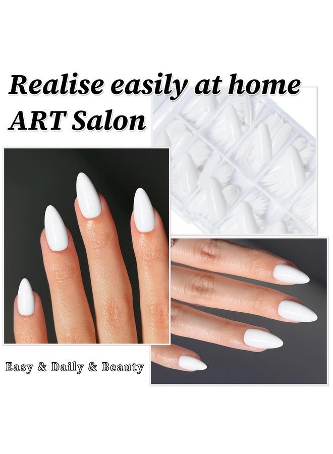 لايفيكس تول 240 قطعة من أظافر اللوز البيضاء الصناعية متوسطة الحجم، أظافر صناعية صناعية، أظافر صناعية، أظافر صناعية، أظافر لاصقة، أطراف أظافر صناعية، أظافر لاصقة مع غراء وعلامات تبويب لاصقة - Image 4