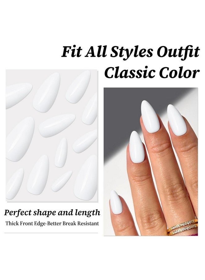 لايفيكس تول 240 قطعة من أظافر اللوز البيضاء الصناعية متوسطة الحجم، أظافر صناعية صناعية، أظافر صناعية، أظافر صناعية، أظافر لاصقة، أطراف أظافر صناعية، أظافر لاصقة مع غراء وعلامات تبويب لاصقة - Image 2