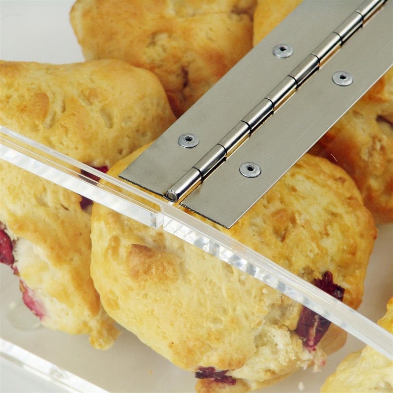 Displays2go Countertop Food Display Case With Curved Lid Clear Acrylic With Hinged Door And NonSkid Rubber Feet - Image 5