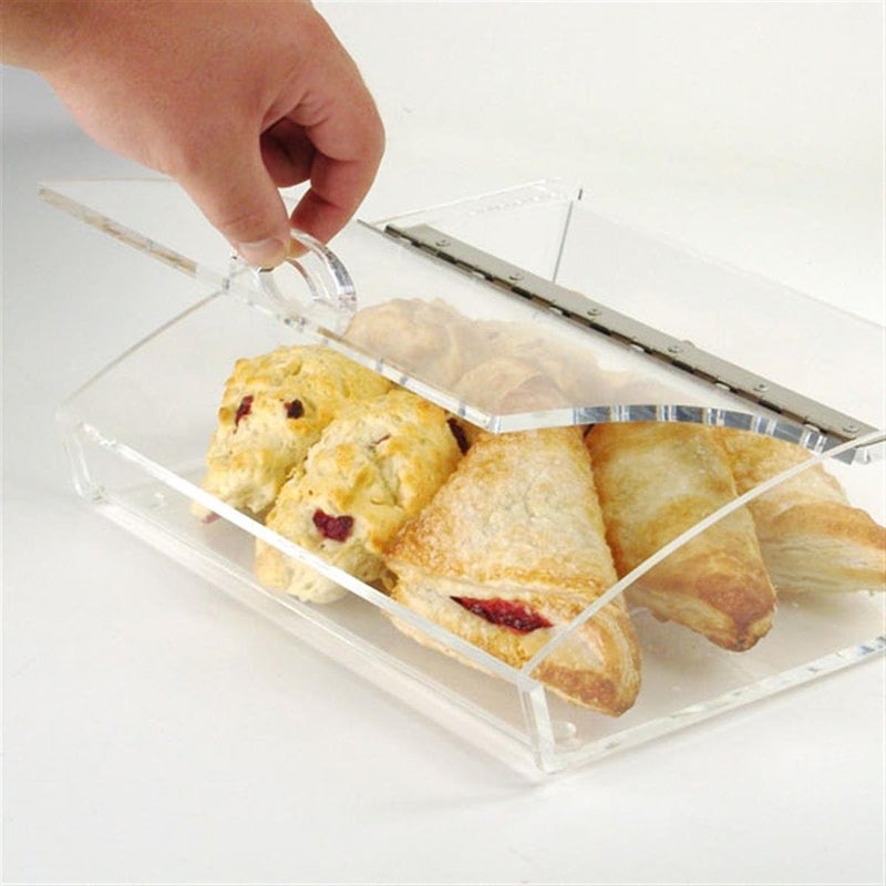 Displays2go Countertop Food Display Case With Curved Lid Clear Acrylic With Hinged Door And NonSkid Rubber Feet - Image 4