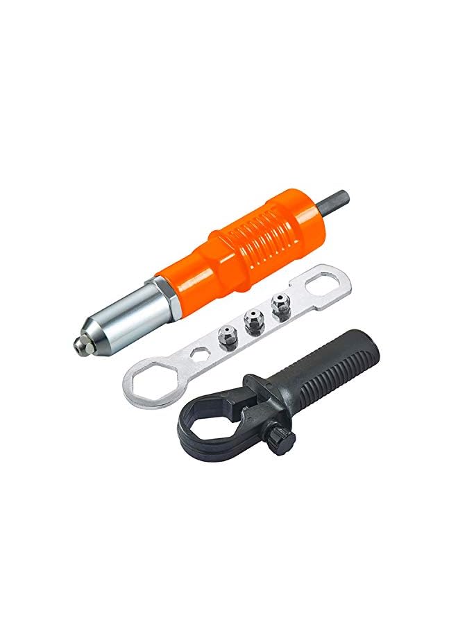 KEWAYO Rivet Gun Adapter, Cordless Drill Adapter Rivet Tool Insert Nut Hand Tool Kit Drill Adapter with Aluminum Casting Housing, Non-slip Handle, Convertible Head and Wrench - Image 2