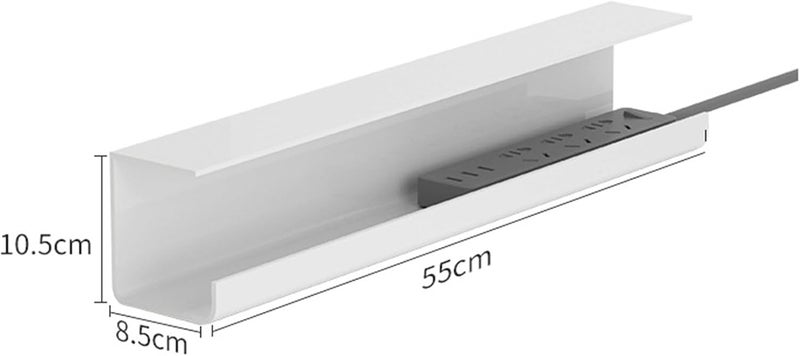 Under Desk Cable Management Tray, Wire Organizer with Punch Free Installation, Sturdy PVC Material Under Desk Cord Holder for Power Strip and Charging Cables, Space Saving Solution - Image 4
