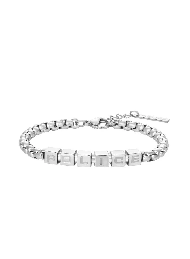 POLICE Crosschess Silver Shiny Slim Chain Bracelet for Men