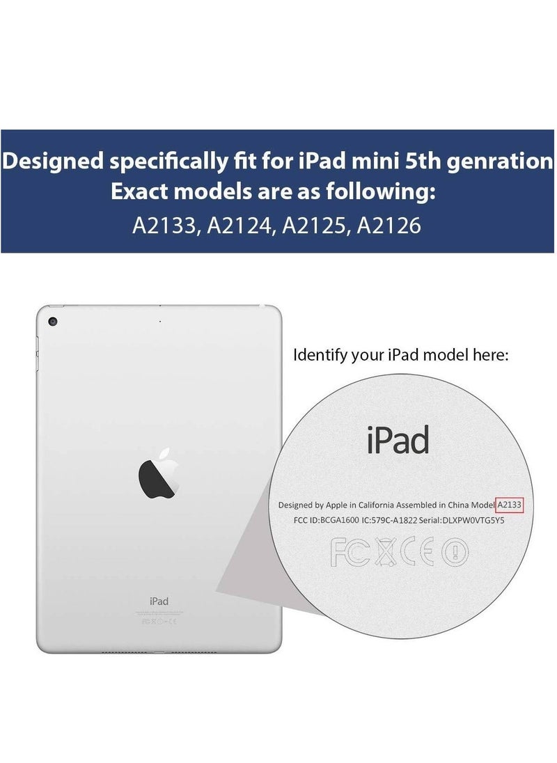 IAF Slim Fit Smart Folio Case for iPad Mini 5 â€“ Black Rubber Coated Hard Cover, Lightweight, Navy Blue with Wake/Sleep Function - Image 2