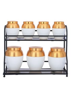 Spice Jars Set White Porcelain 8 Pieces