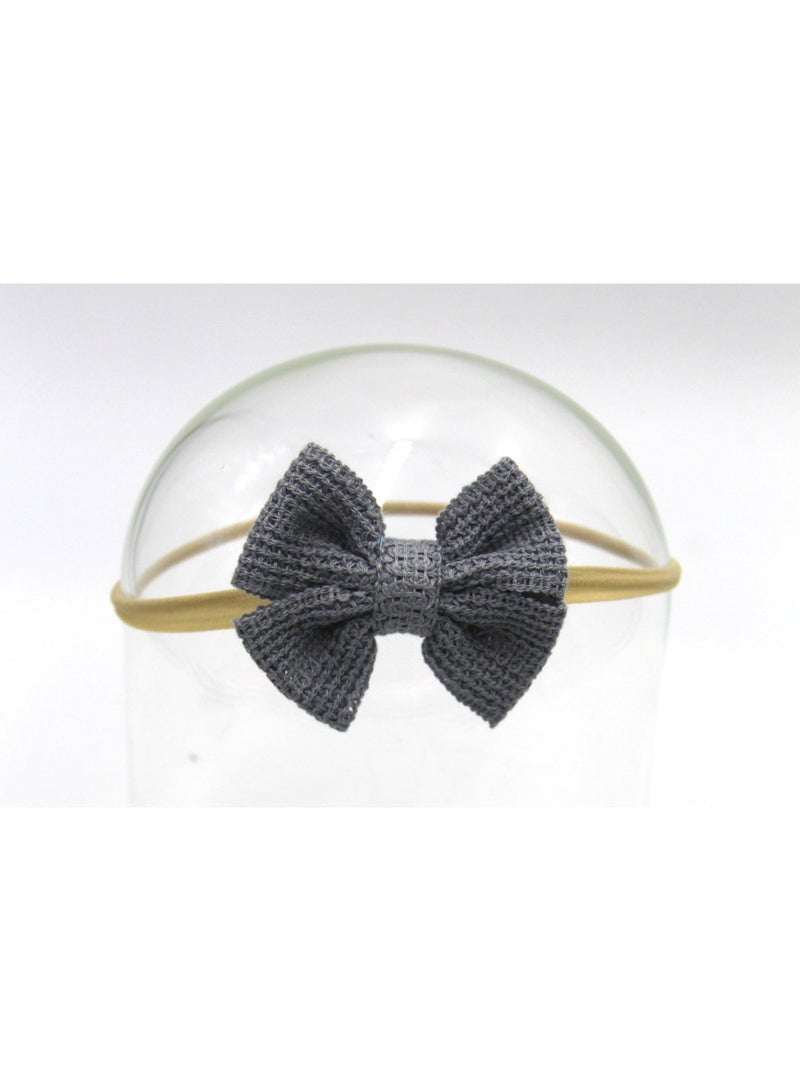 D'Daniela DDaniela- Eire Ribbon Bow Clip Set with Ponytail For Babies and Girls - Bluish Grey - Image 5