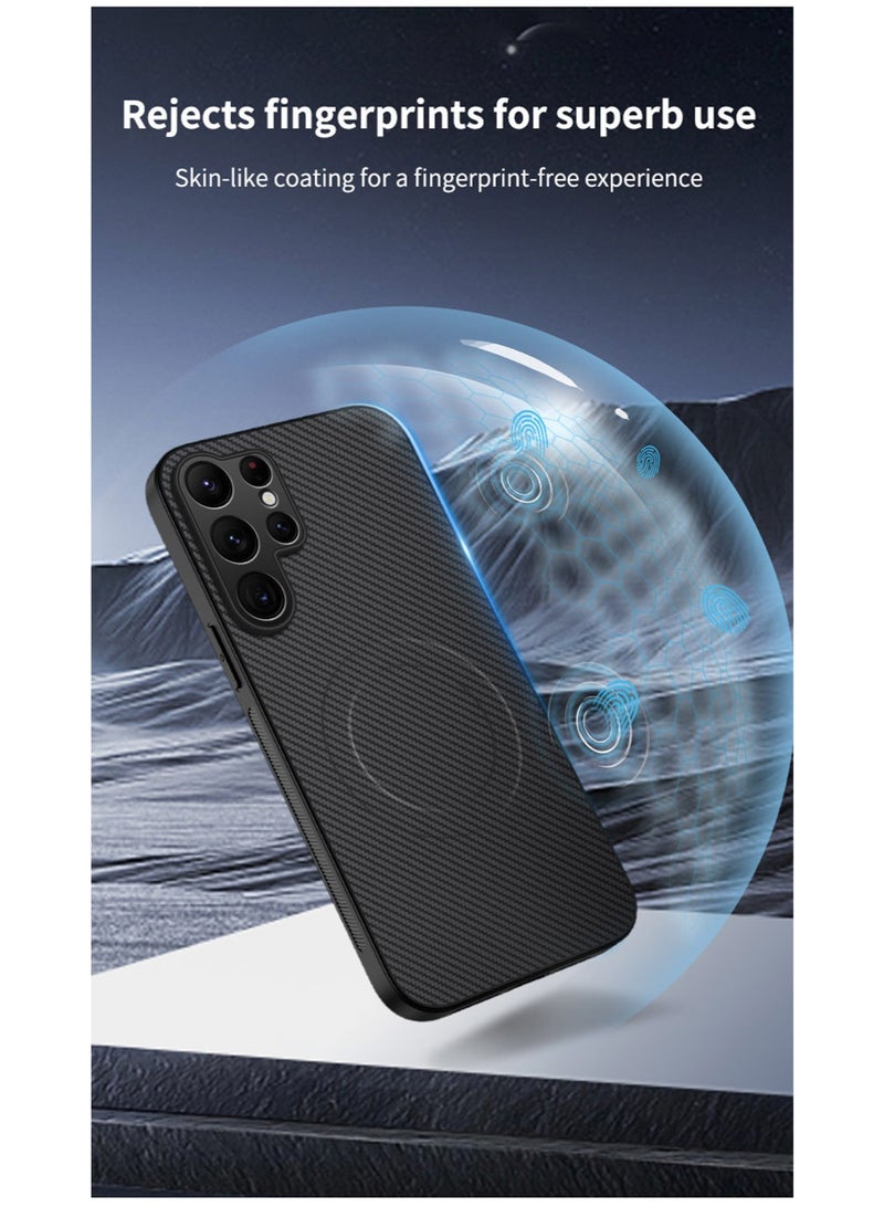 Case for Samsung Galaxy S26 Ultra 2026, Magnetic Carbon Fiber Texture Cover with Flexible TPU Silicone Bumper, Rugged Slim Fit, Anti-slip Shockproof Protection - Image 2