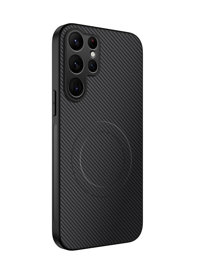 Case for Samsung Galaxy S26 Ultra 2026, Magnetic Carbon Fiber Texture Cover with Flexible TPU Silicone Bumper, Rugged Slim Fit, Anti-slip Shockproof Protection - Image 1