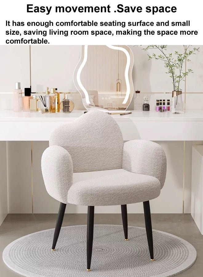 fashionhome Modern Minimalist Design Single Sofa Comfy Fluffy Vanity Chair Elegant Makeup Desk Chair Ergonomic Backrest Dinning Chair with Armrests for Bedroom Living Room 45x47x81 cm - Image 2