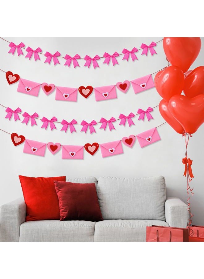 Oudain 8.2 ft Pink Heart Envelope Bow Garland Valentines Hanging Banner Heart Shaped Background for Celebrating Valentines Party Wedding Celebration Holiday Party Decorations - Image 5