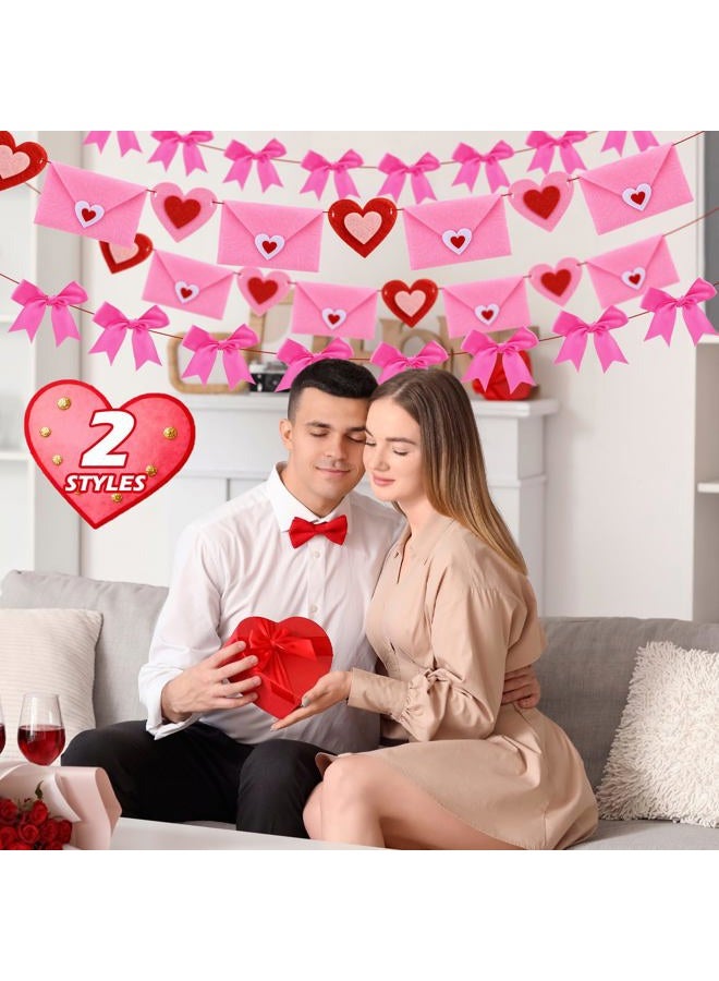 Oudain 8.2 ft Pink Heart Envelope Bow Garland Valentines Hanging Banner Heart Shaped Background for Celebrating Valentines Party Wedding Celebration Holiday Party Decorations - Image 4