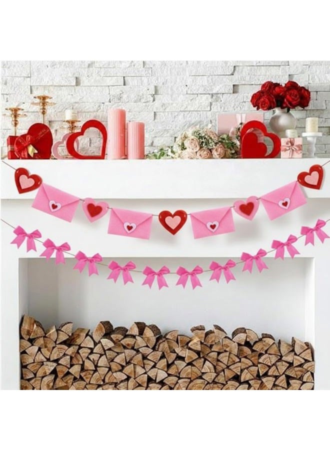 Oudain 8.2 ft Pink Heart Envelope Bow Garland Valentines Hanging Banner Heart Shaped Background for Celebrating Valentines Party Wedding Celebration Holiday Party Decorations - Image 1