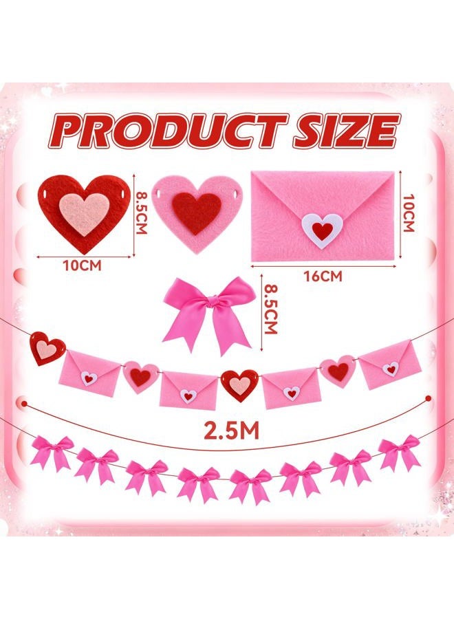 Oudain 8.2 ft Pink Heart Envelope Bow Garland Valentines Hanging Banner Heart Shaped Background for Celebrating Valentines Party Wedding Celebration Holiday Party Decorations - Image 2