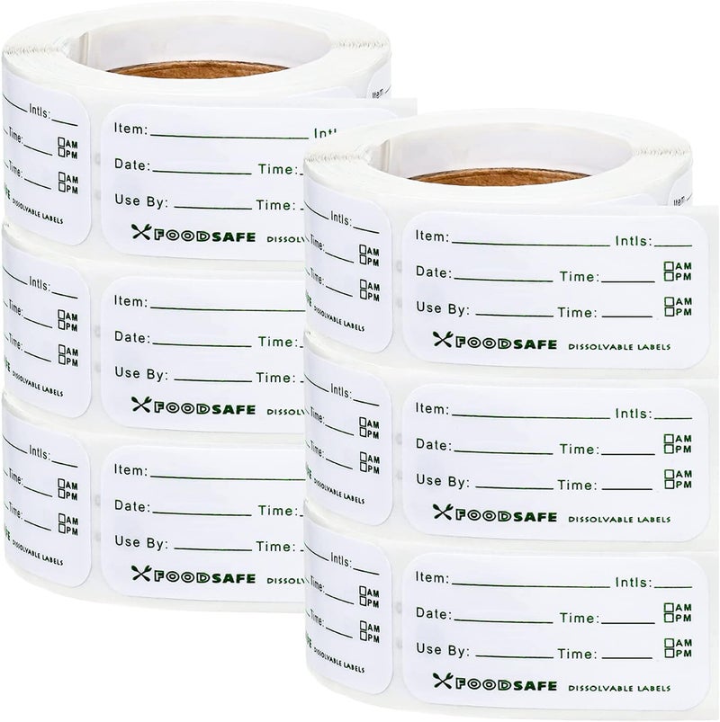 Outus 1500 Pieces Food Labels for Containers 1 x 2 Inch Expiration Date Stickers Waterproof Meal Prep Dissolvable Food Storage Labels Freezer Tape Easy to Write for Home Kitchen Restaurant Supplies - Image 1
