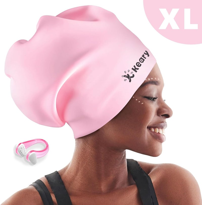 Keary Extra Large Swim Cap for Braids and Dreadlocks Extensions Weaves Long Hair, Waterproof Silicone Cover Ear Bath Pool Shower Swimming Cap for Adult Youth to Keep Hair Dry, Easy to Put On and Off - Image 2