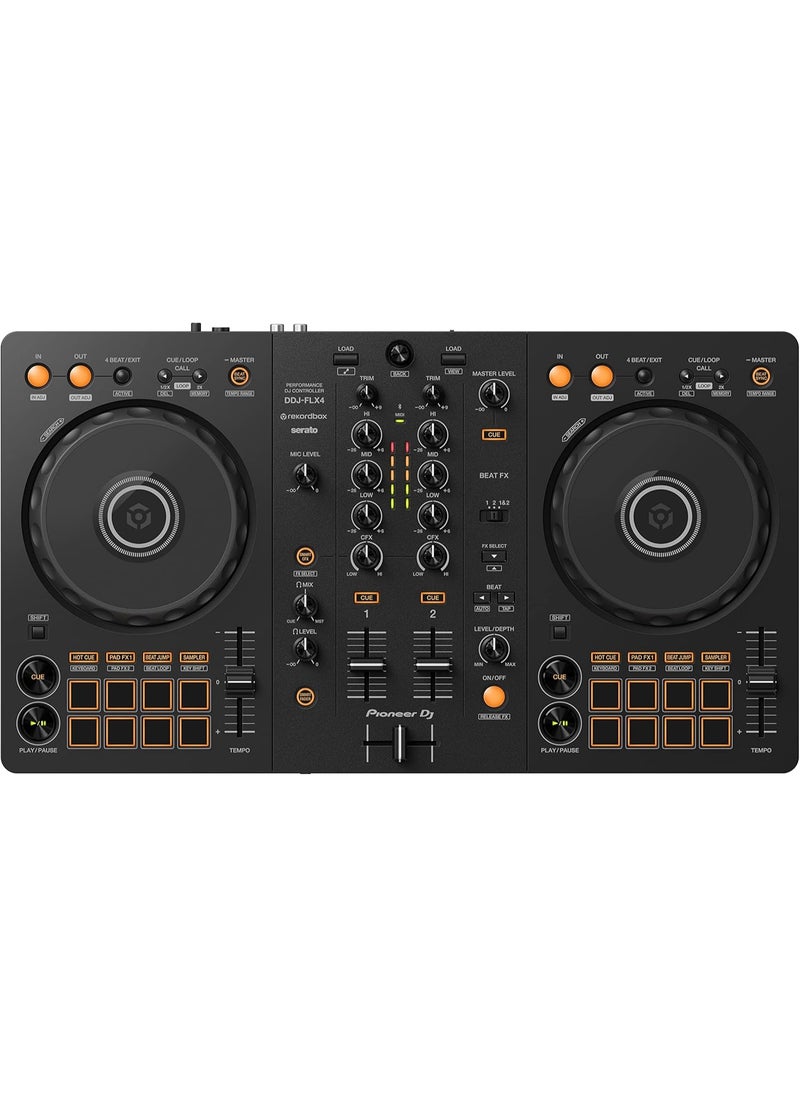 Pioneer DJ DDJ-FLX4 2-deck rekordbox and Serato DJ Controller - Graphite