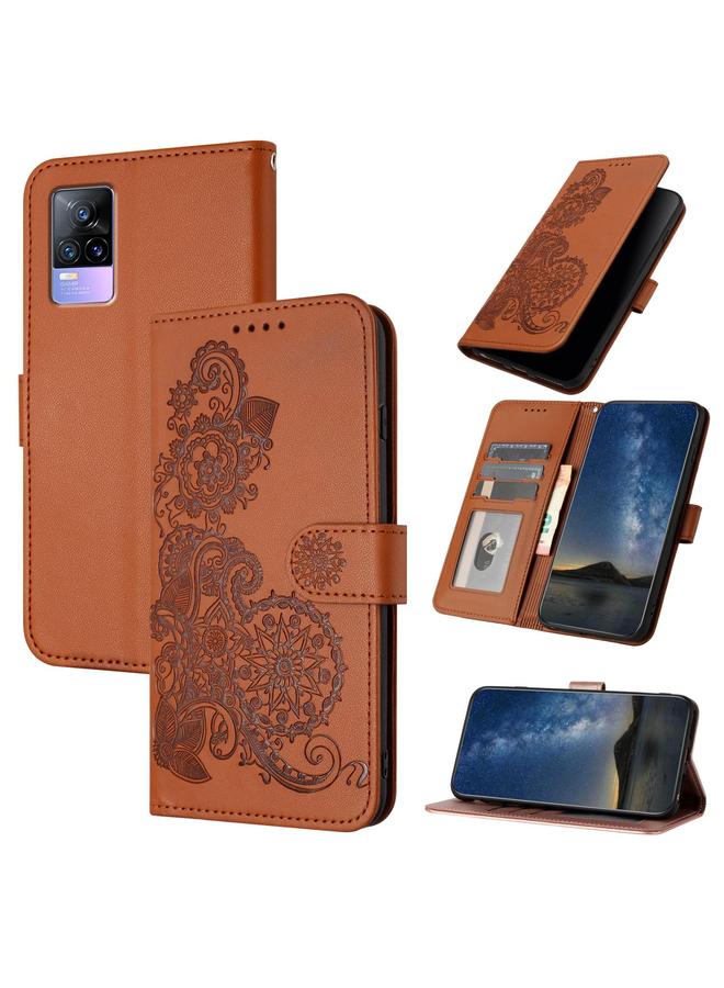 erorex Case For vivo V21e 4G / Y73 2021 Datura Flower Embossed Flip Leather Phone Case - Image 1