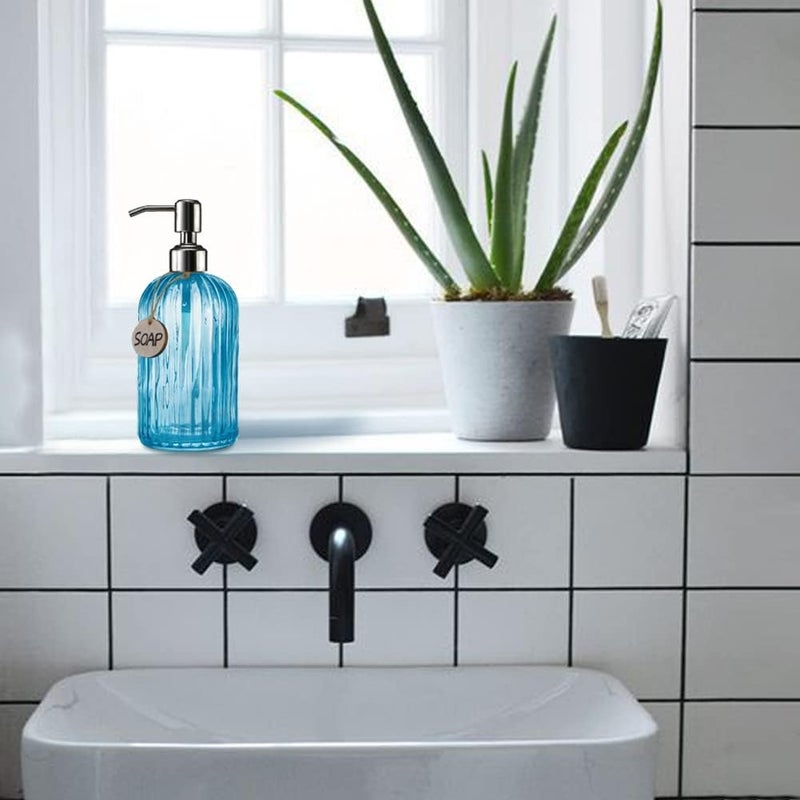 JASAI 18 Oz Turquoise Soap Dispenser with 304 Rust Proof Stainless Steel Pump, Refillable Hand Soap Dispenser for Bathroom, Kitchen, Hand Soap, Dish Soap (Blue) - Image 3