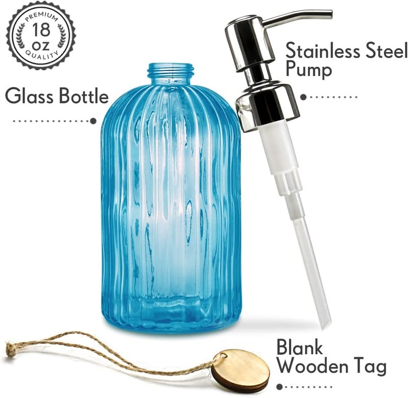 JASAI 18 Oz Turquoise Soap Dispenser with 304 Rust Proof Stainless Steel Pump, Refillable Hand Soap Dispenser for Bathroom, Kitchen, Hand Soap, Dish Soap (Blue) - Image 2