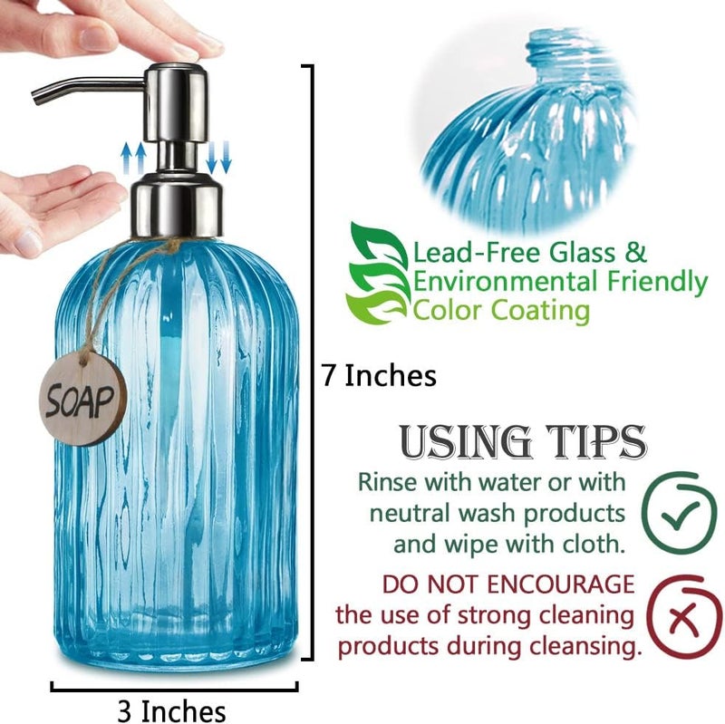 JASAI 18 Oz Turquoise Soap Dispenser with 304 Rust Proof Stainless Steel Pump, Refillable Hand Soap Dispenser for Bathroom, Kitchen, Hand Soap, Dish Soap (Blue) - Image 5