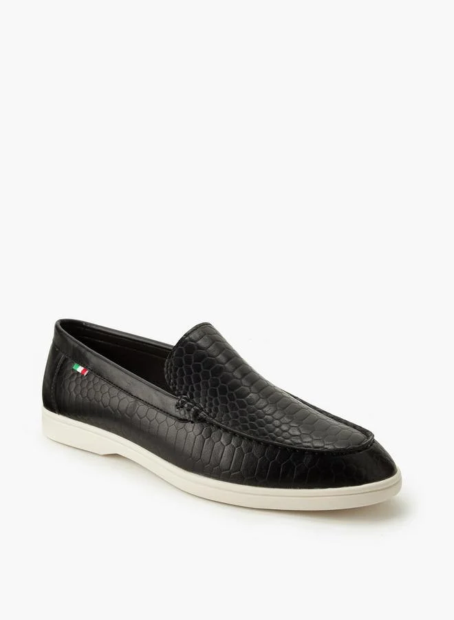 رينزو روجاني Men Textured Slip-On Loafers