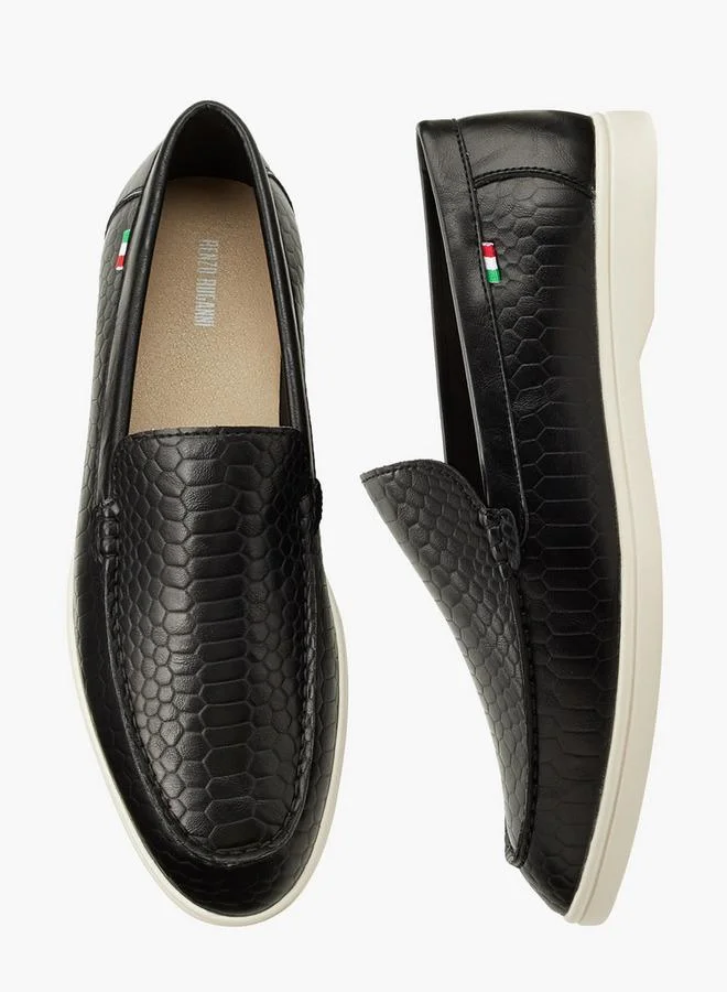 رينزو روجاني Men Textured Slip-On Loafers