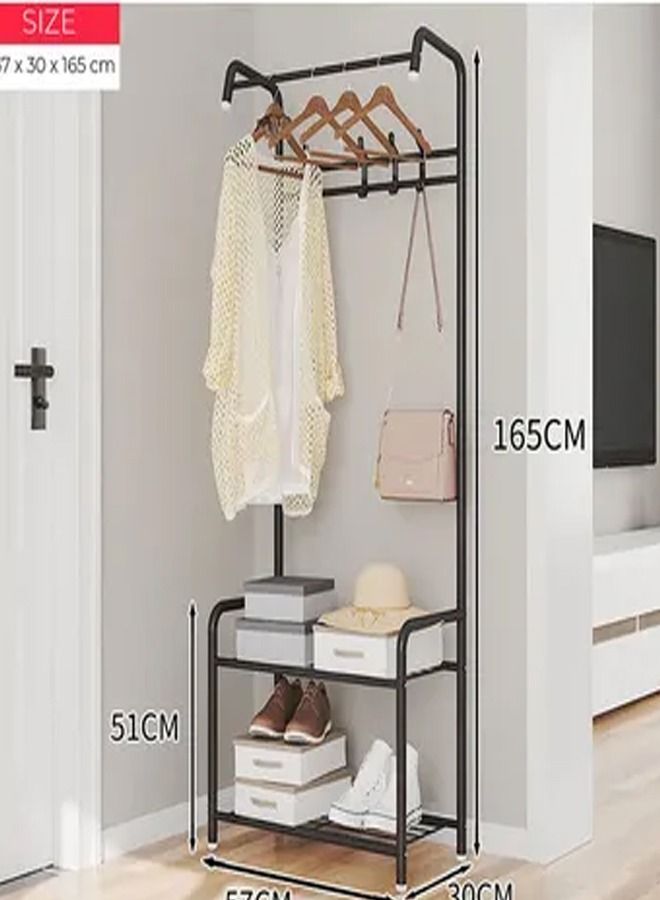 1-Piece All In One Multipurpose Use Storage Rack Stable Solid Stainless Steel Coat Hanger and Shoes Entryway Furniture 57x30x165 cm  - Image 5