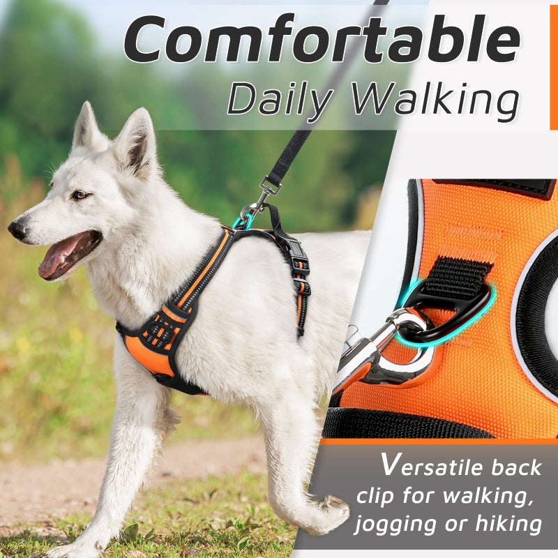 Eagloo Dog Harness Small Sized Dog, No Pull Service Vest with Reflective Strips and Control Handle, Adjustable and Comfortable for Easy Walking, No Choke Pet Harness with 2 Metal Rings, Orange, S - Image 4