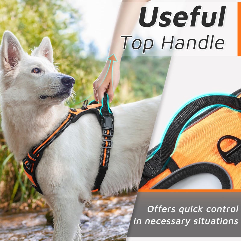 Eagloo Dog Harness Small Sized Dog, No Pull Service Vest with Reflective Strips and Control Handle, Adjustable and Comfortable for Easy Walking, No Choke Pet Harness with 2 Metal Rings, Orange, S - Image 5
