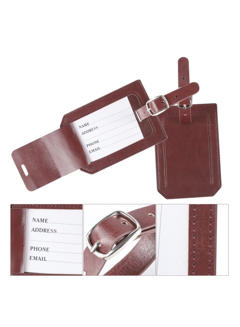 4 Pcs PU Leather Luggage Tags for Travel - Black & Brown Suitcase and Handbag Tags to Prevent Loss of Luggage During Your Trips. Perfect for Easy Identification! - Image 4