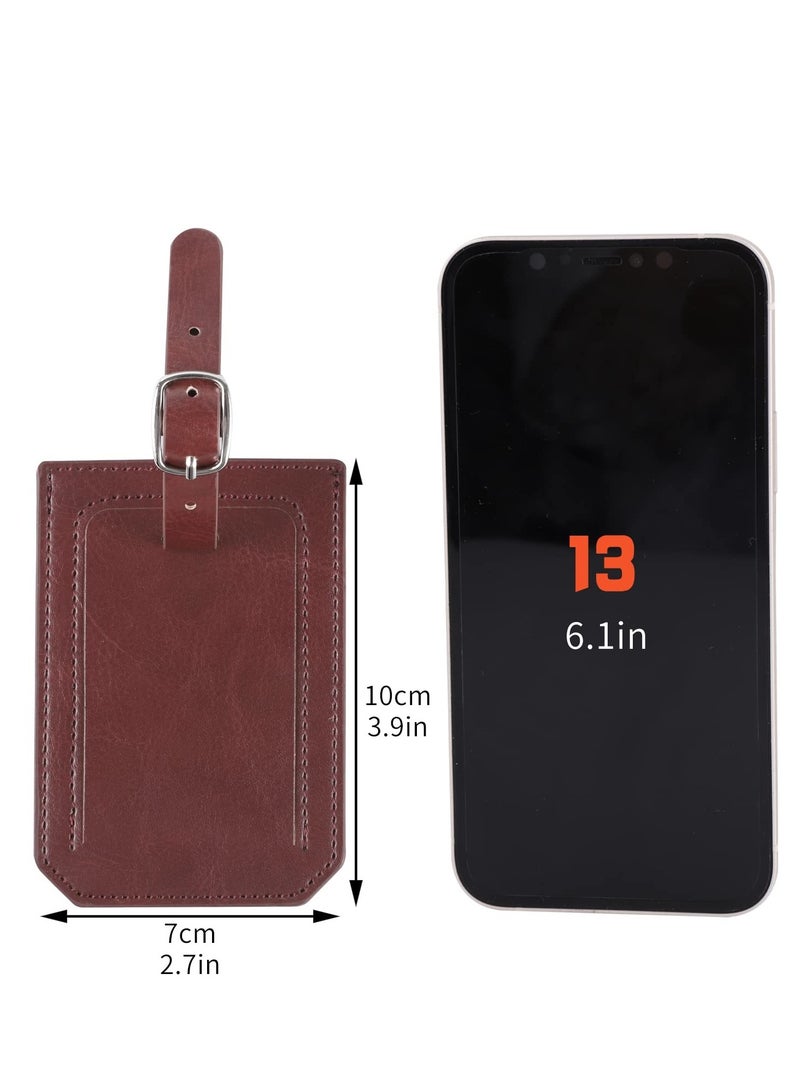 4 Pcs PU Leather Luggage Tags for Travel - Black & Brown Suitcase and Handbag Tags to Prevent Loss of Luggage During Your Trips. Perfect for Easy Identification! - Image 5