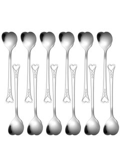 KASTWAVE 12 Pcs Heart Shaped Stainless Steel Tea Spoon Flatware Set 5.7 Inch Coffee Spoon Premium Stainless Steel Coffee Spoons Sugar Spoons Ice Cream Cake Dessert Spoon Stirring Spoon for Home Restaurant  - Image 1