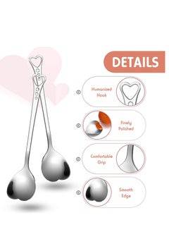 KASTWAVE 12 Pcs Heart Shaped Stainless Steel Tea Spoon Flatware Set 5.7 Inch Coffee Spoon Premium Stainless Steel Coffee Spoons Sugar Spoons Ice Cream Cake Dessert Spoon Stirring Spoon for Home Restaurant  - Image 3