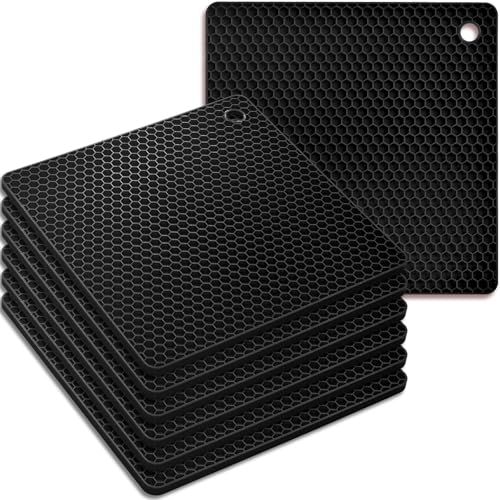 homEdge homEdge Silicone Square Trivets Mat, 6 Packs Multipurpose Non Slip Heat Resistant Pot Holder-Black  - Image 2