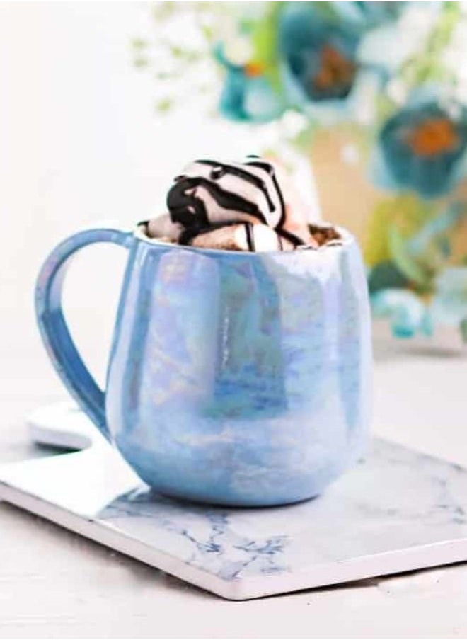 Tip of The Day Baby Blue Curvy Mug - capacity 250 ml - for coffee and tea lovers - made of pottery - Egyptian handcraft  - Image 1
