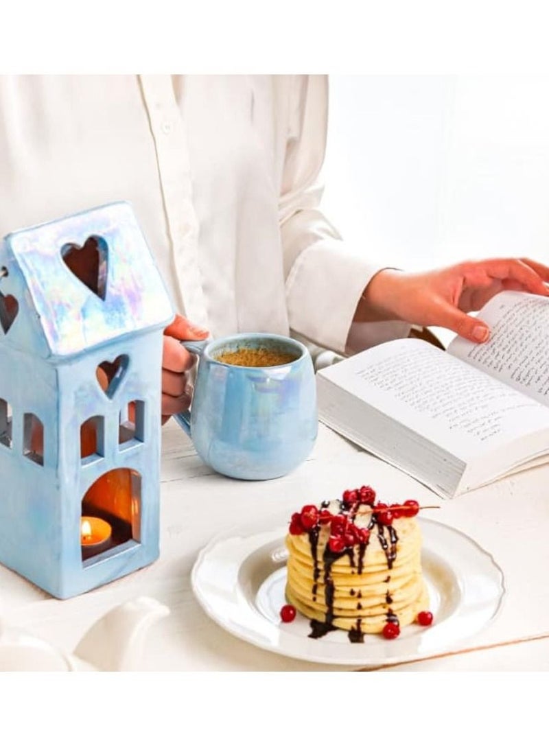 Tip of The Day Baby Blue Curvy Mug - capacity 250 ml - for coffee and tea lovers - made of pottery - Egyptian handcraft  - Image 2