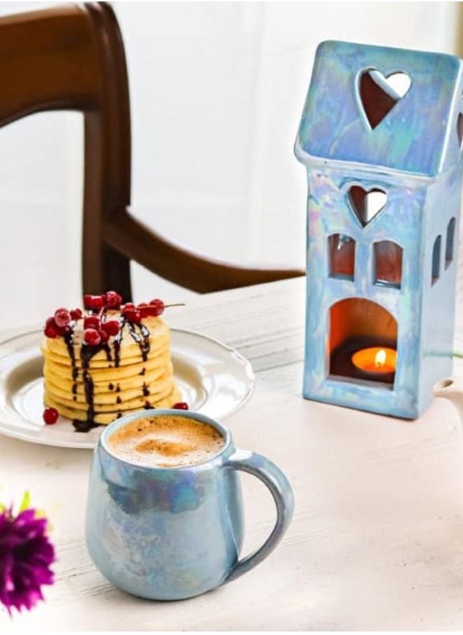 Tip of The Day Baby Blue Curvy Mug - capacity 250 ml - for coffee and tea lovers - made of pottery - Egyptian handcraft  - Image 3