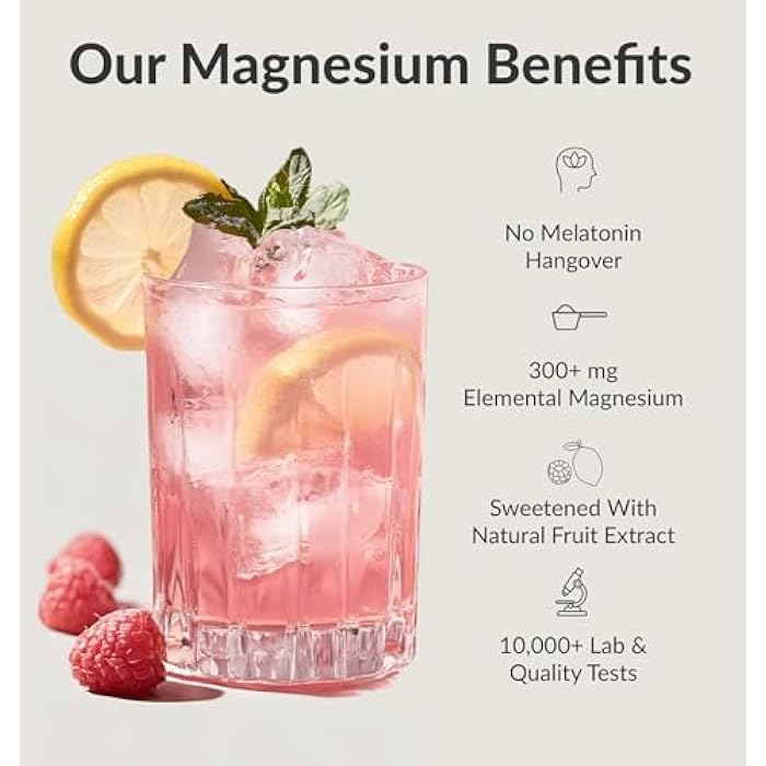 BIOptimizers Magnesium Breakthrough Drink - 8 Forms of Magnesium, Electrolytes, Sleep Health, Stress, Muscle Recovery, Heart Support | Glycinate, Citrate, Malate- Raspberry Lemon - Image 4