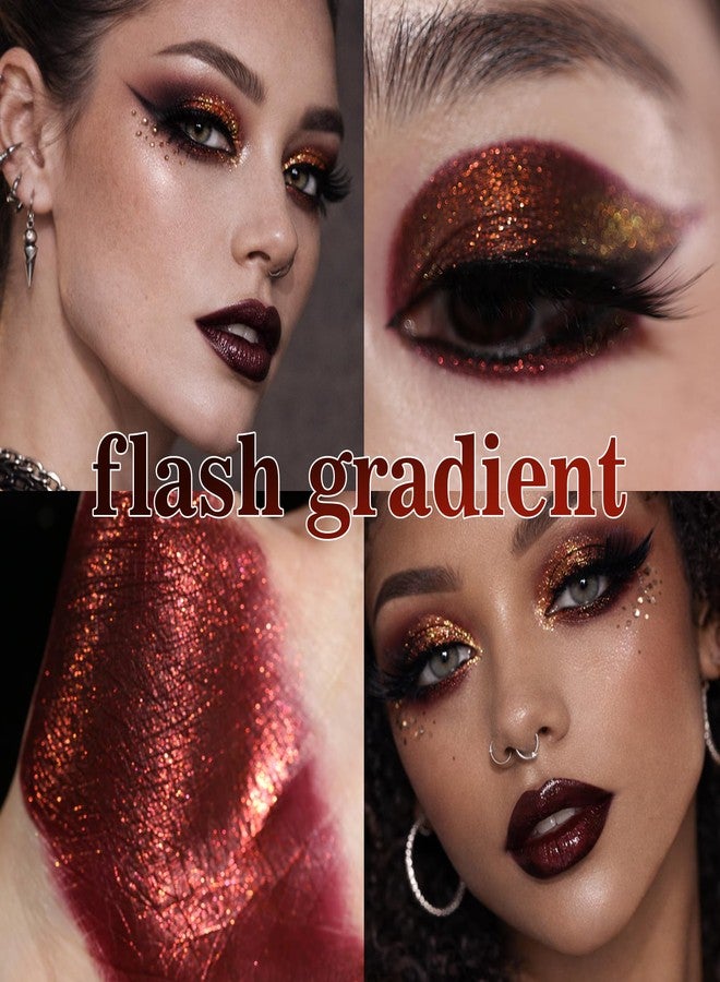 ecofavor Single Gothic Dark Red Eyeshadow, Metallic Deep Red Glitter Eyeshadow, Highly Pigmented Long Lasting Gold Sparkly Eye Shadow, for Festival Punk SFX Makeup, Create Multi-Dimensional Eye Looks - Image 2