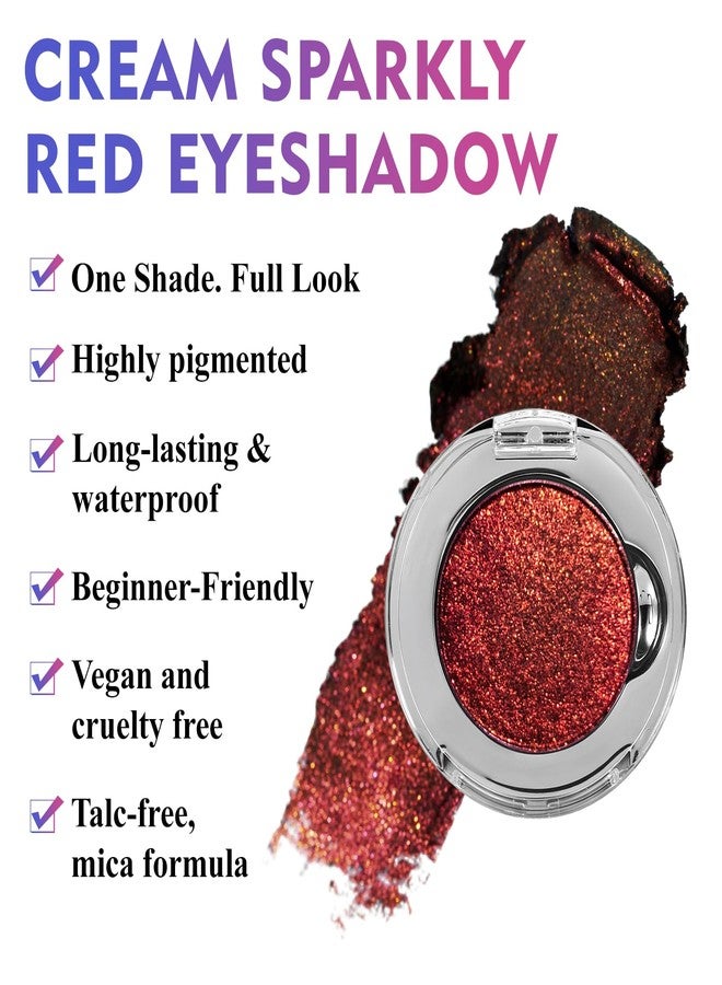 ecofavor Single Gothic Dark Red Eyeshadow, Metallic Deep Red Glitter Eyeshadow, Highly Pigmented Long Lasting Gold Sparkly Eye Shadow, for Festival Punk SFX Makeup, Create Multi-Dimensional Eye Looks - Image 4