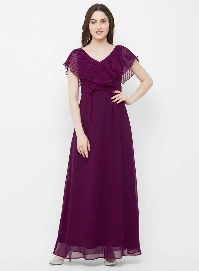 Mish Pleated Chiffon Maxi Dress