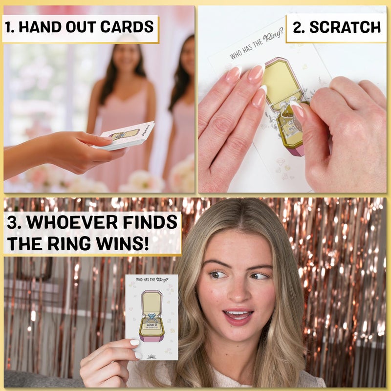 COTIER BRAND Who Has The Ring Bridal Shower Scratch Off Game - Hilarious Losing Phrases on Ticket Cards - Easy to Play - Funny Wedding Shower or Fun Engagement Party Game Idea for 30 Guests - Image 4